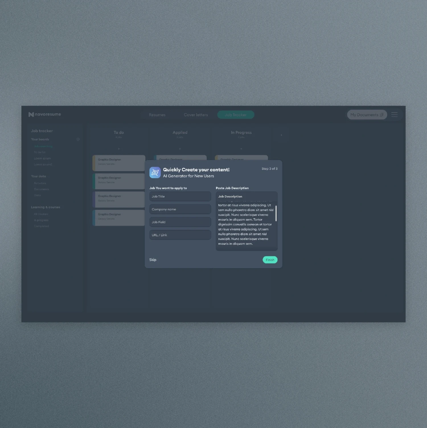 Job Tracker Kanban board with opportunities grouped into stages